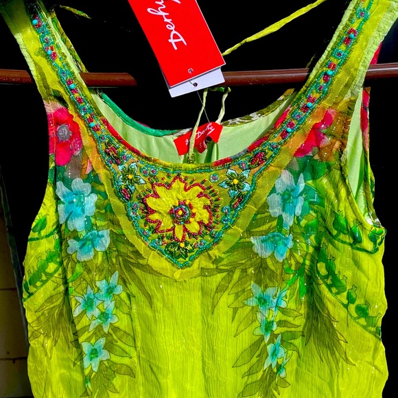 BNWT- Green beaded tank top size M - Picture 2 of 6